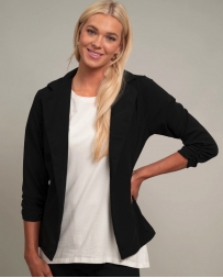 Ladies' Cinch Sleeve Black Blazer - Plus