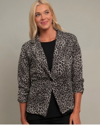Ladies' Cinch Sleeve Leopard Blazer