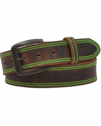 3D Belt Company® Men's Distressed Brown W/Green Belt