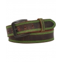 3D Belt Company® Men's Distressed Brown W/Green Belt