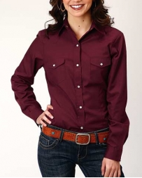 Roper® Ladies' Solid Burgandy L/S Snap