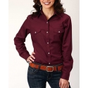 Roper® Ladies' Solid Burgandy L/S Snap