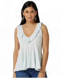 Wrangler® Ladies' Sleeveless Ruffle V-Neck Top