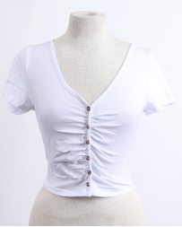 Panhandle® Ladies' SS Ruched Front Top White
