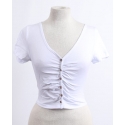 Panhandle® Ladies' SS Ruched Front Top White