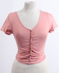 Panhandle® Ladies' SS Ruched Front Top Rose