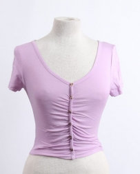 Panhandle® Ladies' SS Ruched Front Top Lilac
