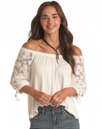 Rock and Roll Cowgirl® Ladies' Off Shoulder Lace Trim Top