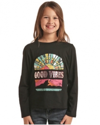 Rock and Roll Cowgirl® Girls' Good Vibes Long Sleeve Tee