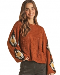 Rock and Roll Cowgirl® Ladies' Aztec Sleeve Sweater