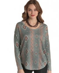 Rock and Roll Cowgirl® Ladies' Aztec Print Sweater Top