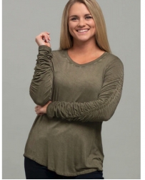 Ladies' Push Up Ruched LS Top