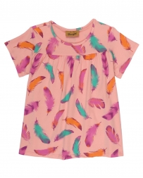 Wrangler® Girls' Feather Print SS Top