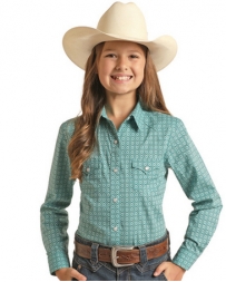 Rock and Roll Cowgirl® Girls' Geo Print LS Shirt