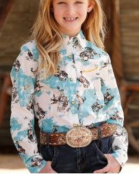 Cruel® Girls' Western Print LS Snap