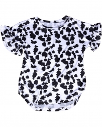 Cowgirl Hardware® Girls' All Over Cowprint Bell Sleeve Top