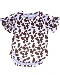 Cowgirl Hardware® Girls' All Over Cowprint Bell Sleeve Top