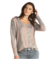 Panhandle® Ladies' LS Aztec Print Sweater Top