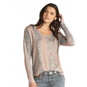 Panhandle® Ladies' LS Aztec Print Sweater Top