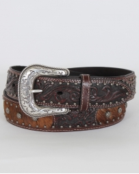 Roper© Men's Brindle Cow Hair Tooled Belt