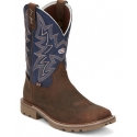 Justin® Boots Men's GS Brown/Navy Sq Toe WTRPRF