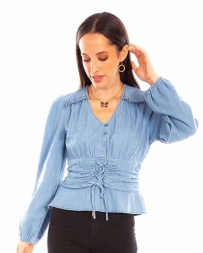 Scully Leather® Ladies' Lace Up Waist Peplum Top