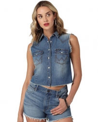 Wrangler® Ladies' Cropped Sleeveless Denim Top