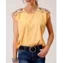 Roper® Ladies' Embroidered Shoulder Cap Sleeve Top