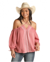 Rock and Roll Cowgirl® Ladies' Embroidered Cold Shoulder Top