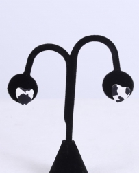Ladies' Cowprint Heart Studs
