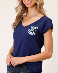 Roper® Ladies' V Neck Aztec Pocket Tee