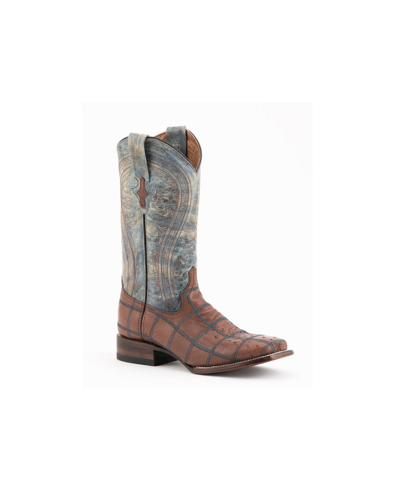 Ferrini Men s Patchwork Ostrich Kango W Blue