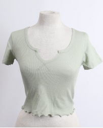 Rock and Roll Cowgirl® Ladies' Mini Waffle Crop Top Jade