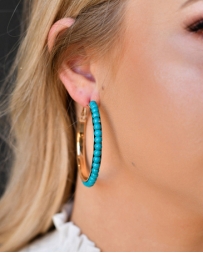 West & Co.® Ladies' Gold Trimmed Turquoise Hoop