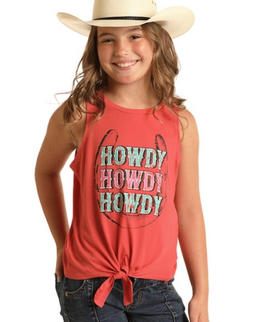 Rock and Roll Cowgirl® Girls' Howdy Graphic Tank
