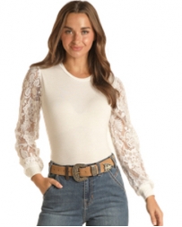 Rock and Roll Cowgirl® Ladies' Lace Sleeve Top