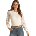 Rock and Roll Cowgirl® Ladies' Lace Sleeve Top