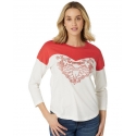 Wrangler® Ladies' Logo Drop Shoulder LS Tee