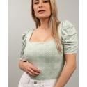 Pine Apparel® Ladies' Puff Sleeve Print Bodysuit
