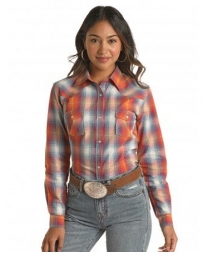 Rock and Roll Cowgirl® Ladies' Ombre Plaid LS Snap Shirt