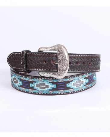 Men's Blue Aztec Embroidered Belt - Fort Brands