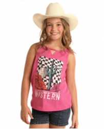 Rock and Roll Cowgirl® Girls' Western V Detail Graphic Tank