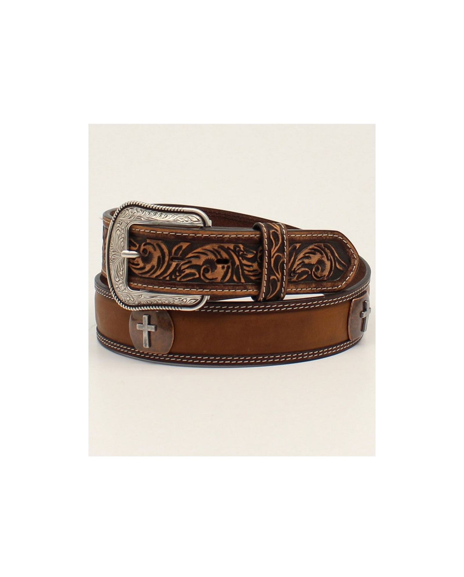 3D Belt Company® Men's Tooled Cross Concho Belt - Fort Brands