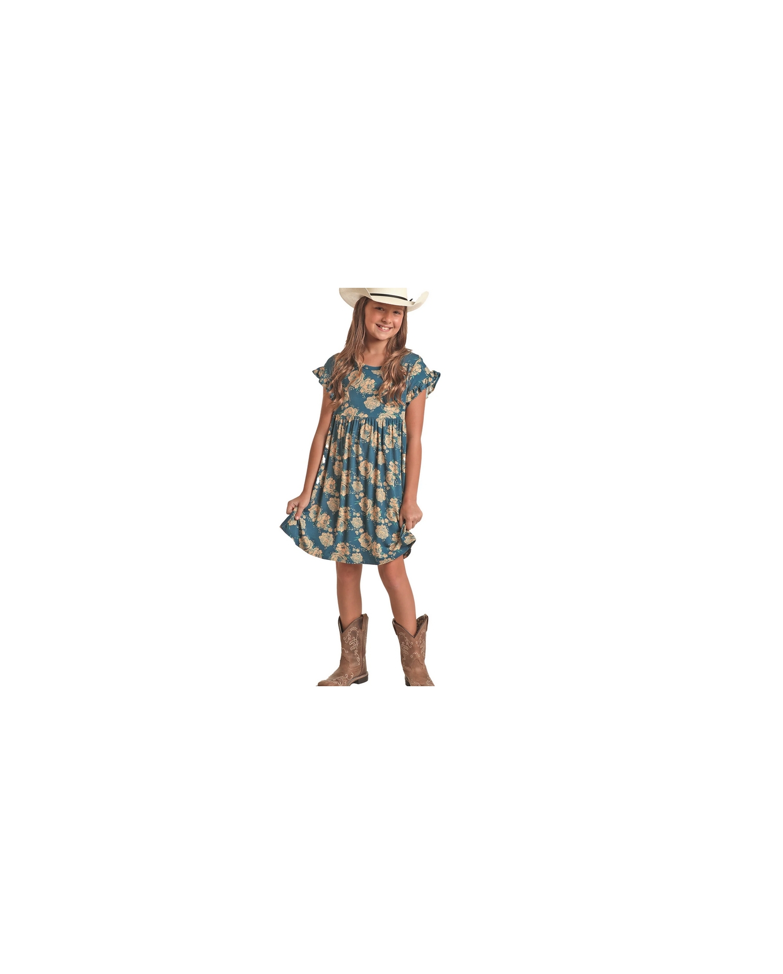 Rock and Roll Cowgirl Girls' Floral Print Dress - Fort Brands Rock and Roll Cowgirl Girls' Floral Print Dress - Fort Brands