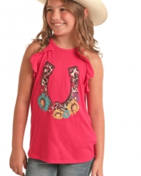 Rock and Roll Cowgirl® Girls' Ruffled Graphic Tank