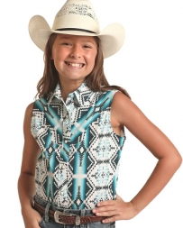 Rock and Roll Cowgirl® Girls' Sleeveless Aztec Snap Shirt