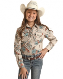 Rock and Roll Cowgirl® Girls' Conversational Snap Print Shirt