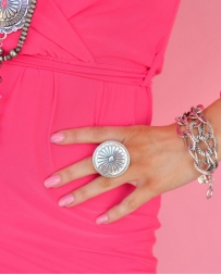 West & Co.® Ladies' Adj Round Antiqued Silver Ring