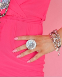 West & Co.® Ladies' Adj Round Antiqued Silver Ring