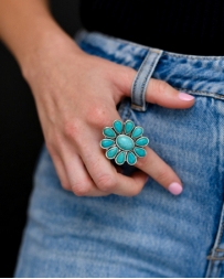 West & Co.® Ladies' Turq Flower Cluster Ring